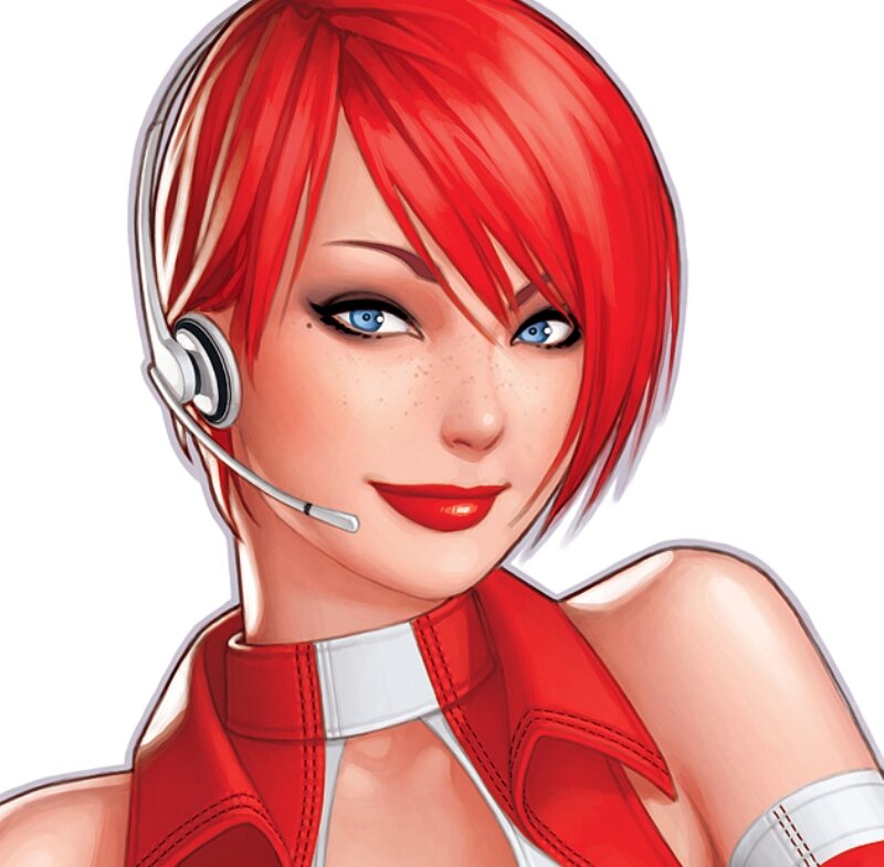 Red-haired Woman with Headset