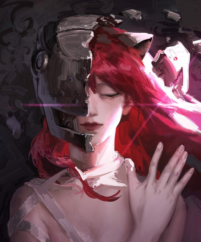 Red-haired Woman with Helmet