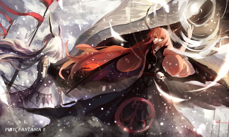 Red-haired Woman with Horns — Black