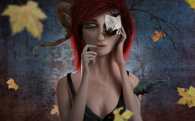 Red-haired Woman with Horns — Red