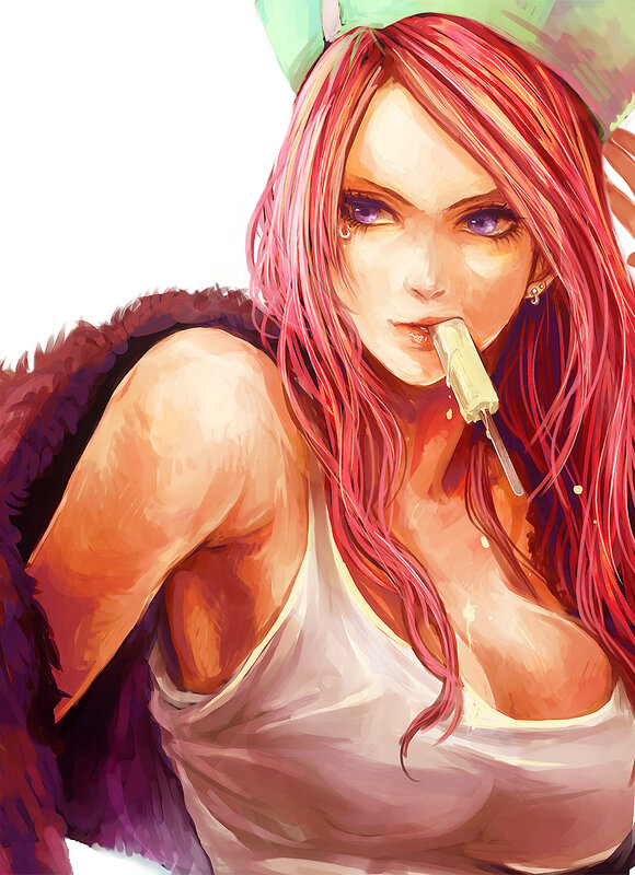 Red-haired woman with ice cream
