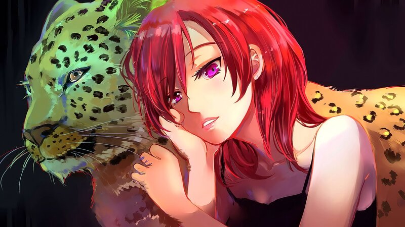 Red-haired Woman with Leopard — Red