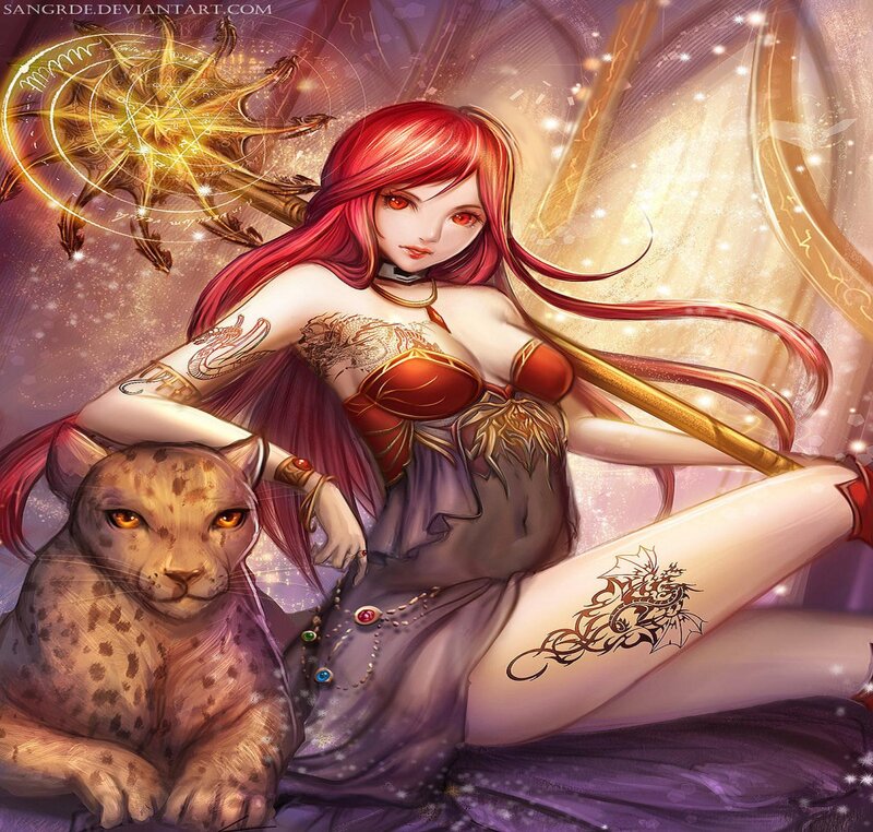 Red-haired Woman with Leopard