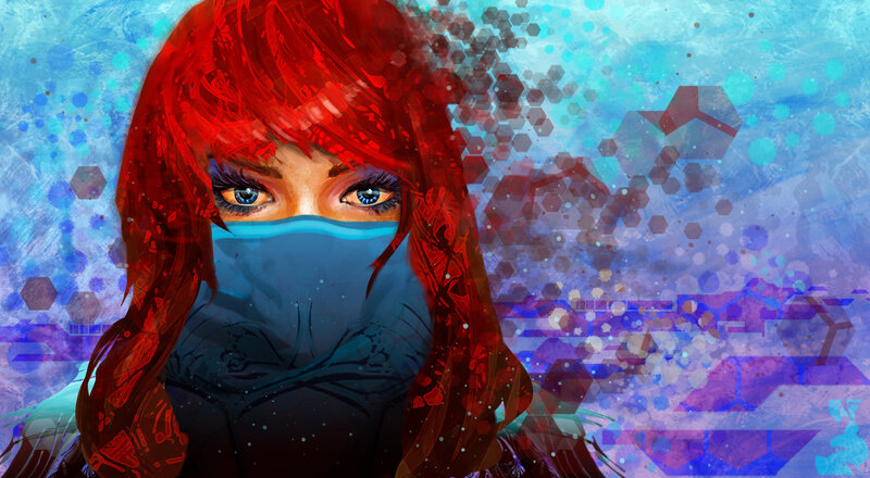 Red-haired Woman with Mask