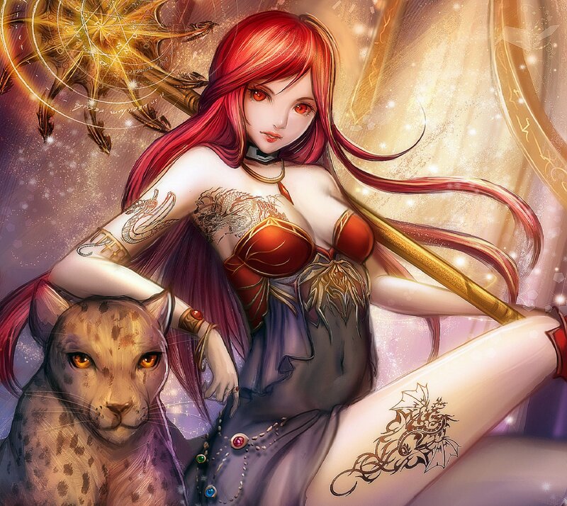 Red-haired Woman with Panther — Red