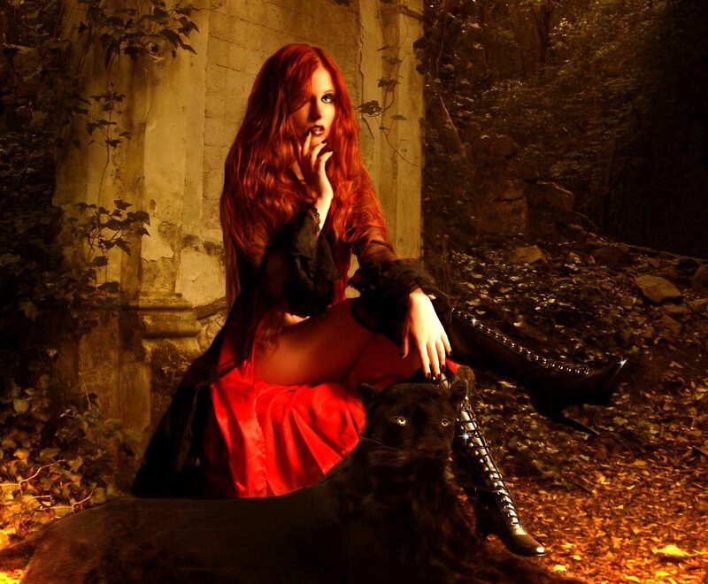 Red-haired Woman with Panther
