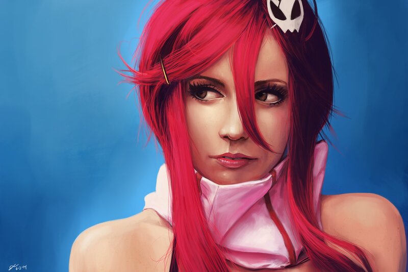 Red-haired Woman with Pink Scarf