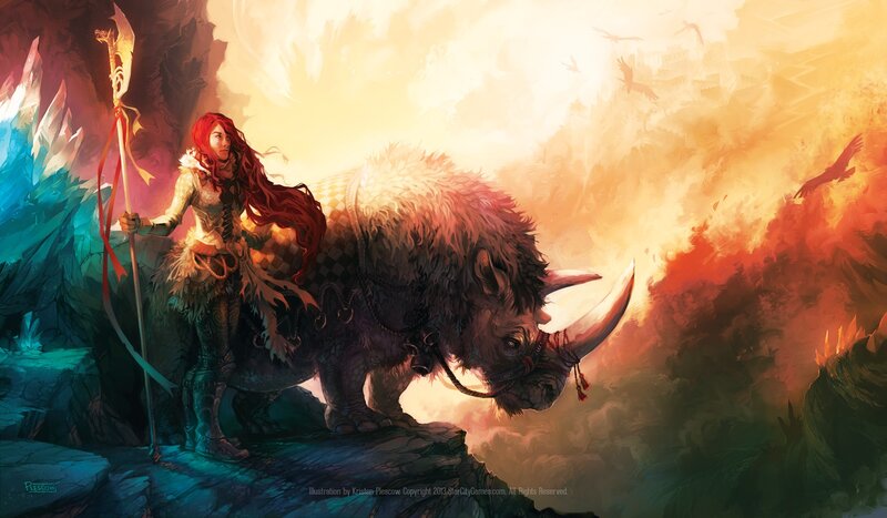 Red-haired Woman with Rhino