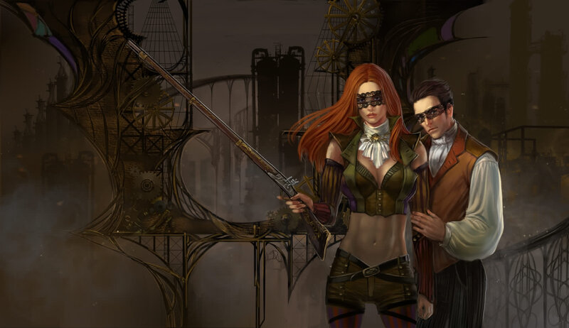 Red-haired Woman with Rifle — Brown