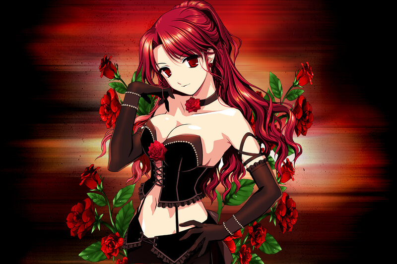 Red-haired Woman with Roses — Red, Dramatic
