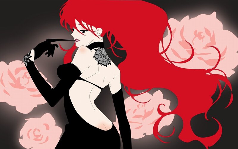 Red-haired Woman with Roses — Red