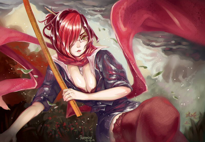 Red-haired Woman with Ruler