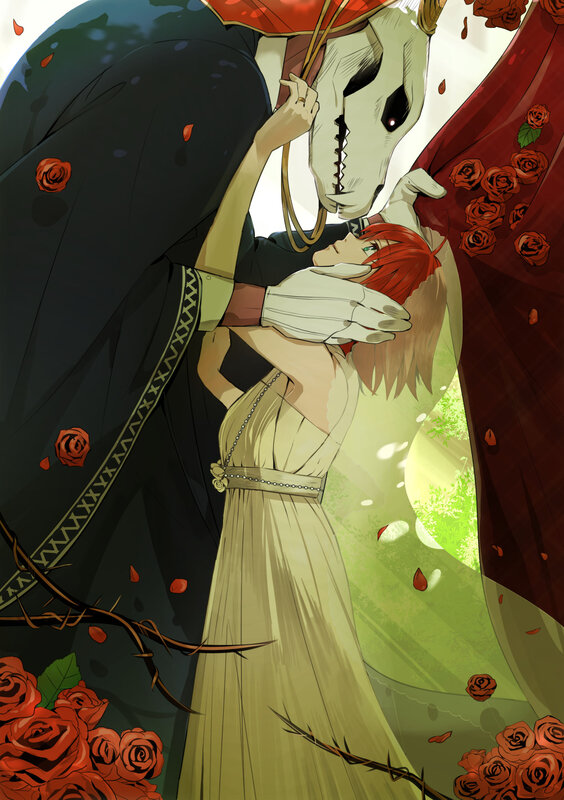 Red-haired Woman with Skeleton