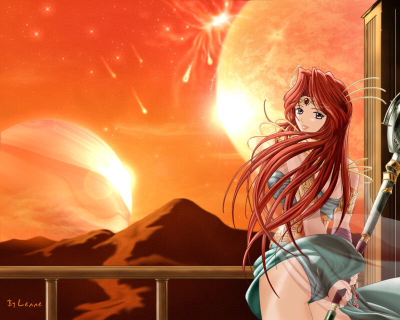 Red-haired Woman with Staff — Orange