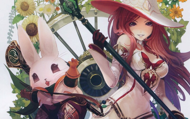 Red-haired Woman with Staff — Red, Calm