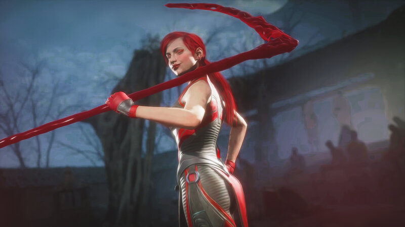 Red-haired Woman with Staff — Red, Dramatic, Night