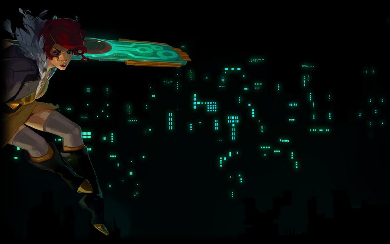 Red-haired Woman with Sword — Black, Dramatic, Night