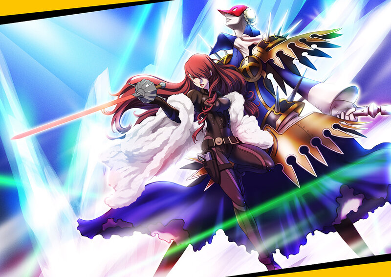 Red-haired Woman with Sword — Blue, Dramatic, Anime