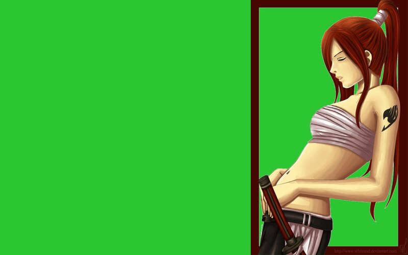 Red-haired Woman with Sword — Green, Calm