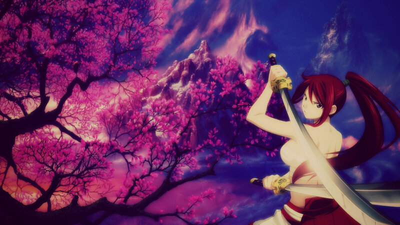 Red-haired Woman with Sword — Purple, Dramatic, Spring