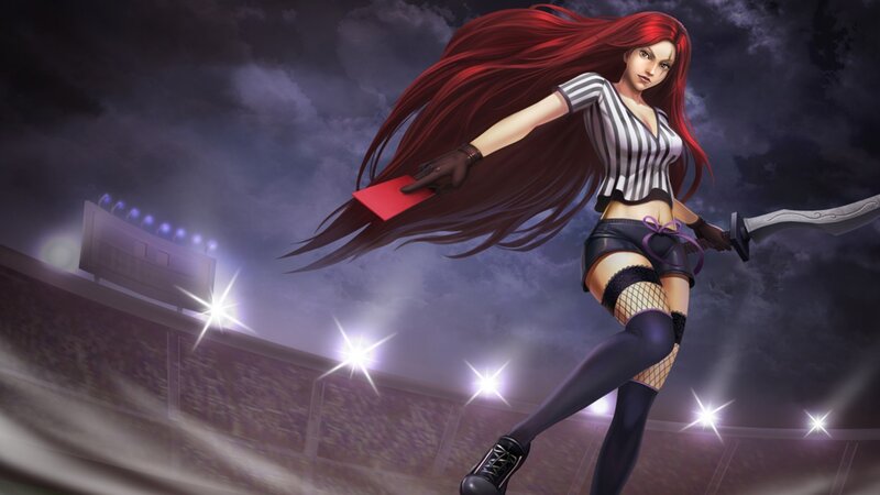 Red-haired Woman with Sword — Red, Dramatic, Night, Digital Art, Stadium