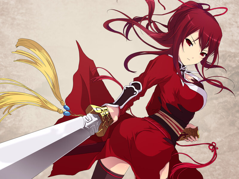 Red-haired Woman with Sword — Red, Dynamic