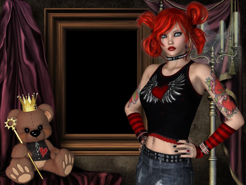 Red-haired Woman with Tattoos — Red