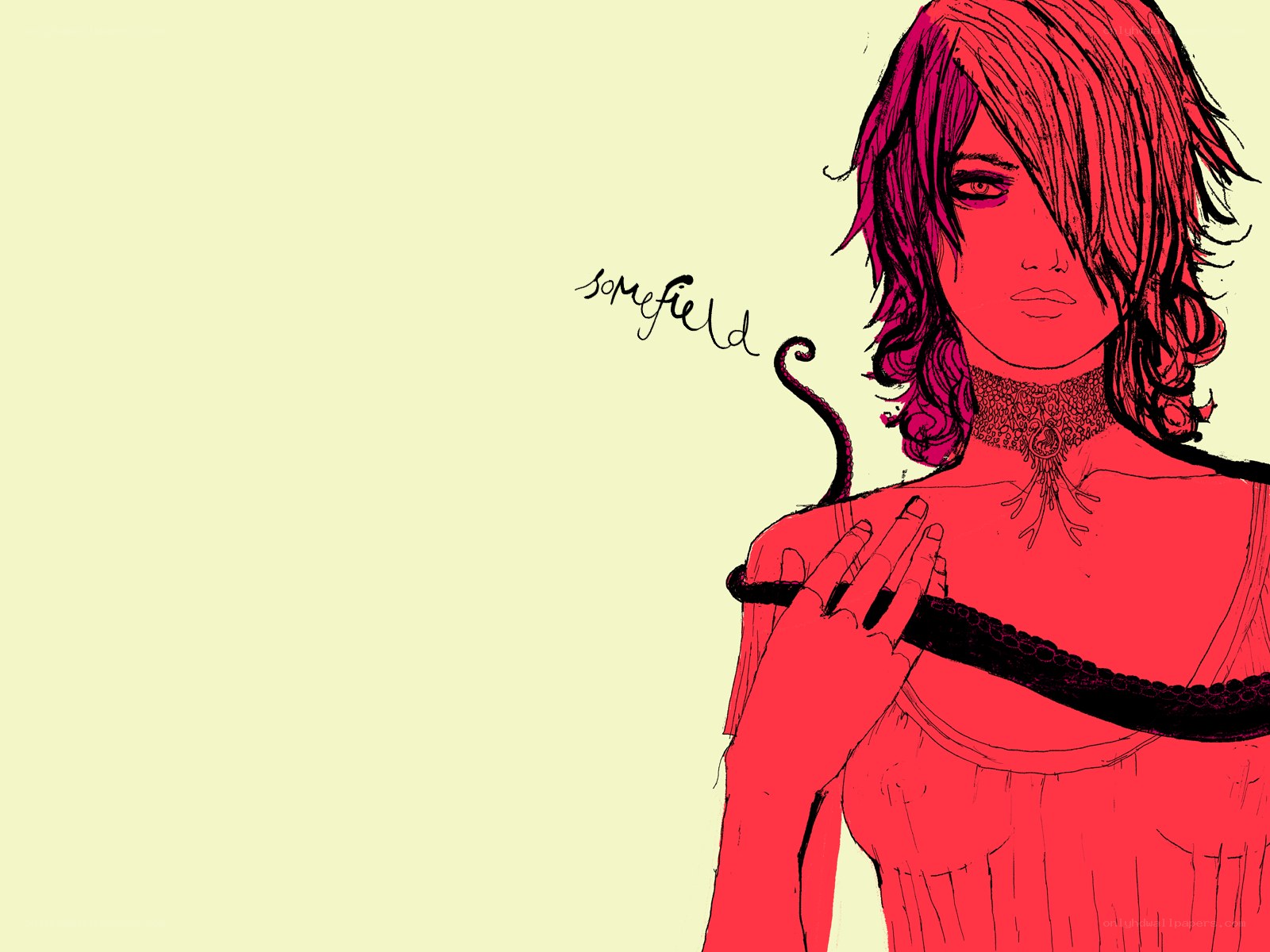red-haired woman with tentacle