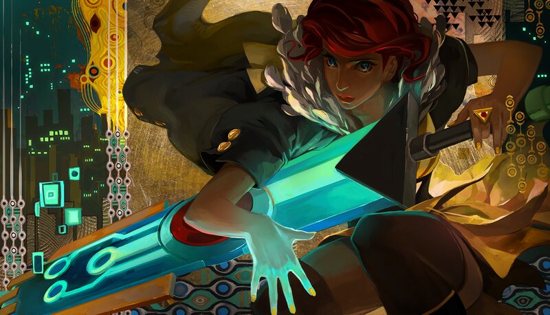 Red-haired Woman with Weapon — Teal, Dramatic
