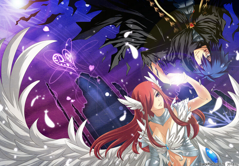 Red-haired Woman with Wings — Purple, Dramatic, Night