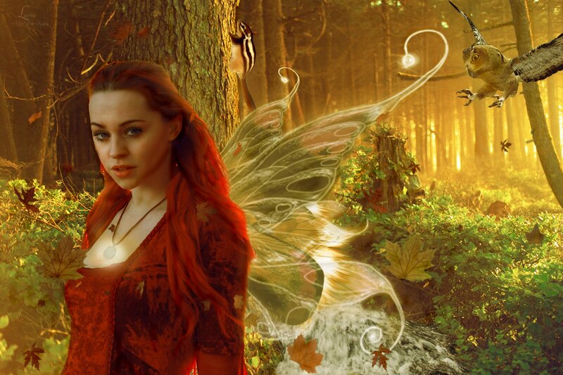 Red-haired Woman with Wings — Red, Serene