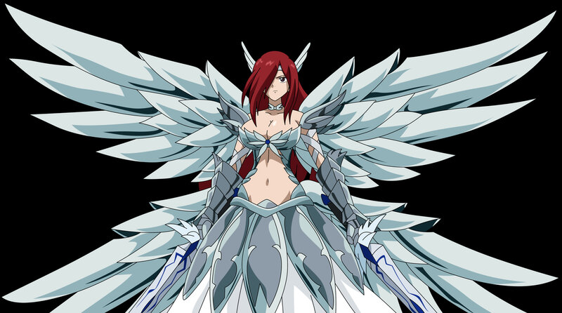 Red-haired Woman with Wings — White, Dramatic