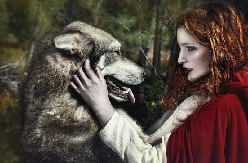 Red-haired Woman with Wolf — Red