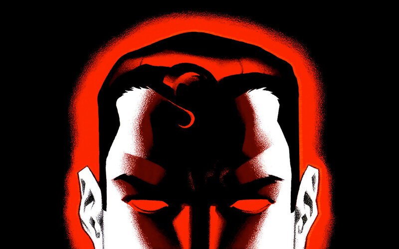 red-haloed figure illustration