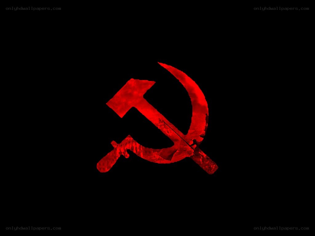 Red hammer and sickle symbol