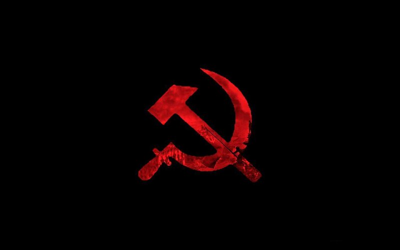 Red hammer and sickle symbol