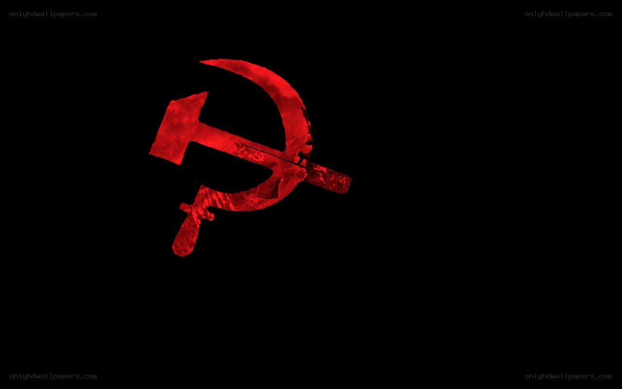 Red hammer and sickle symbol