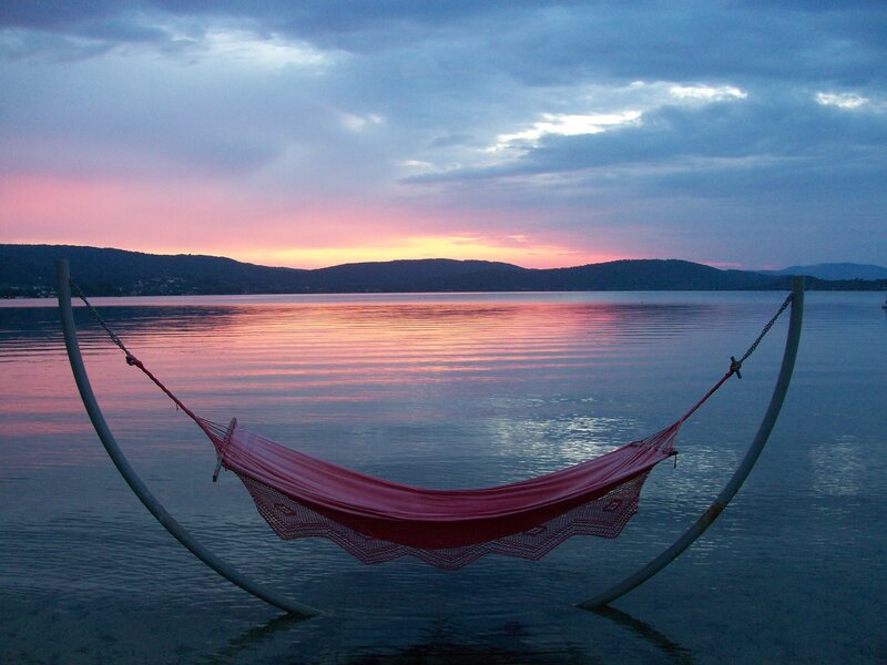 Red Hammock over Water