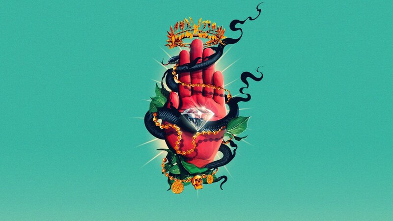Red Hand with Snake