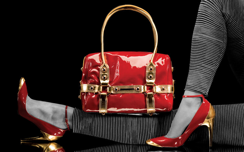Red handbag and high heels
