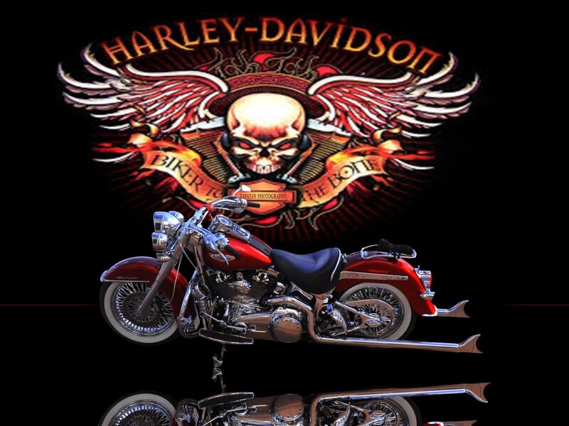 Red Harley-davidson Motorcycle — Black, Dramatic