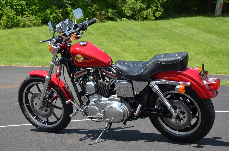 Red Harley-davidson Motorcycle — Calm, Afternoon, Photograph, Grass