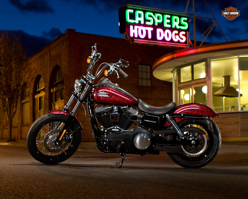 Red Harley-davidson Motorcycle — Dramatic, Night, Photograph