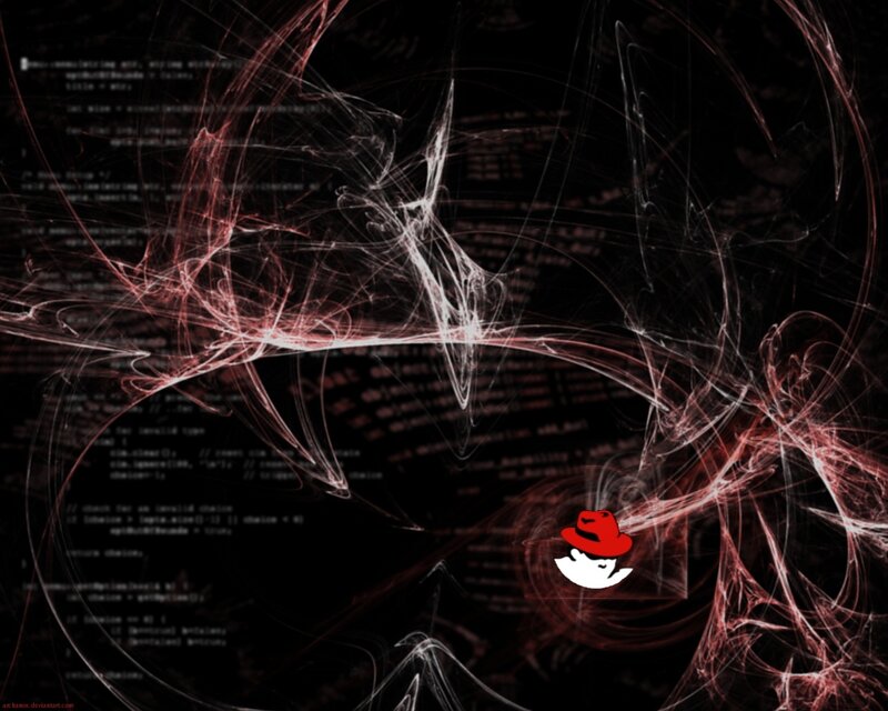 Red hat logo on code background