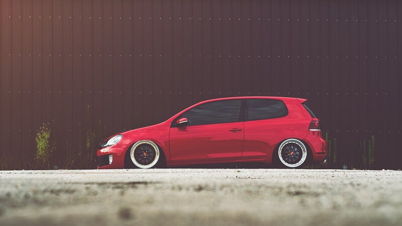 Red Hatchback Car — Calm, Photograph
