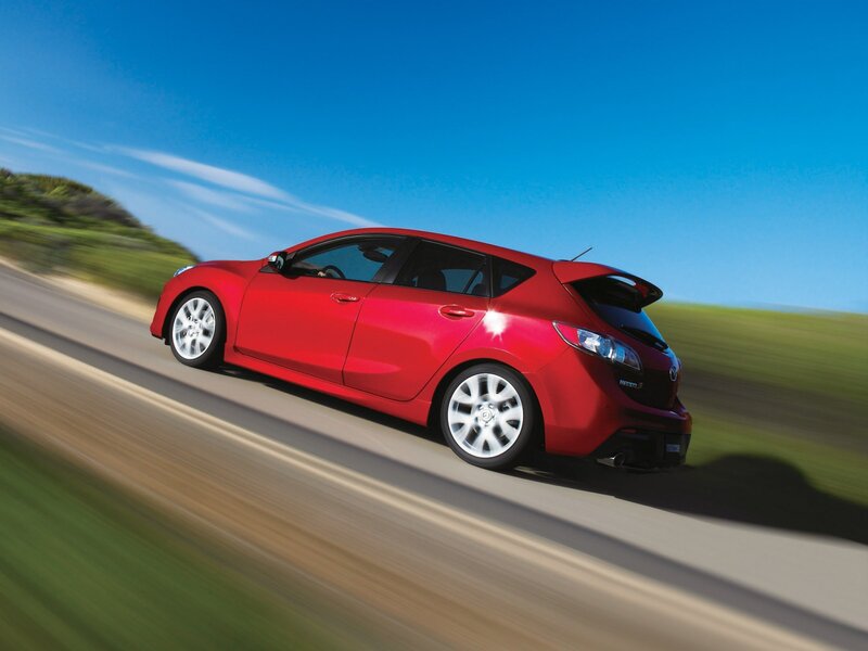 Red Hatchback Car — Dynamic, Afternoon