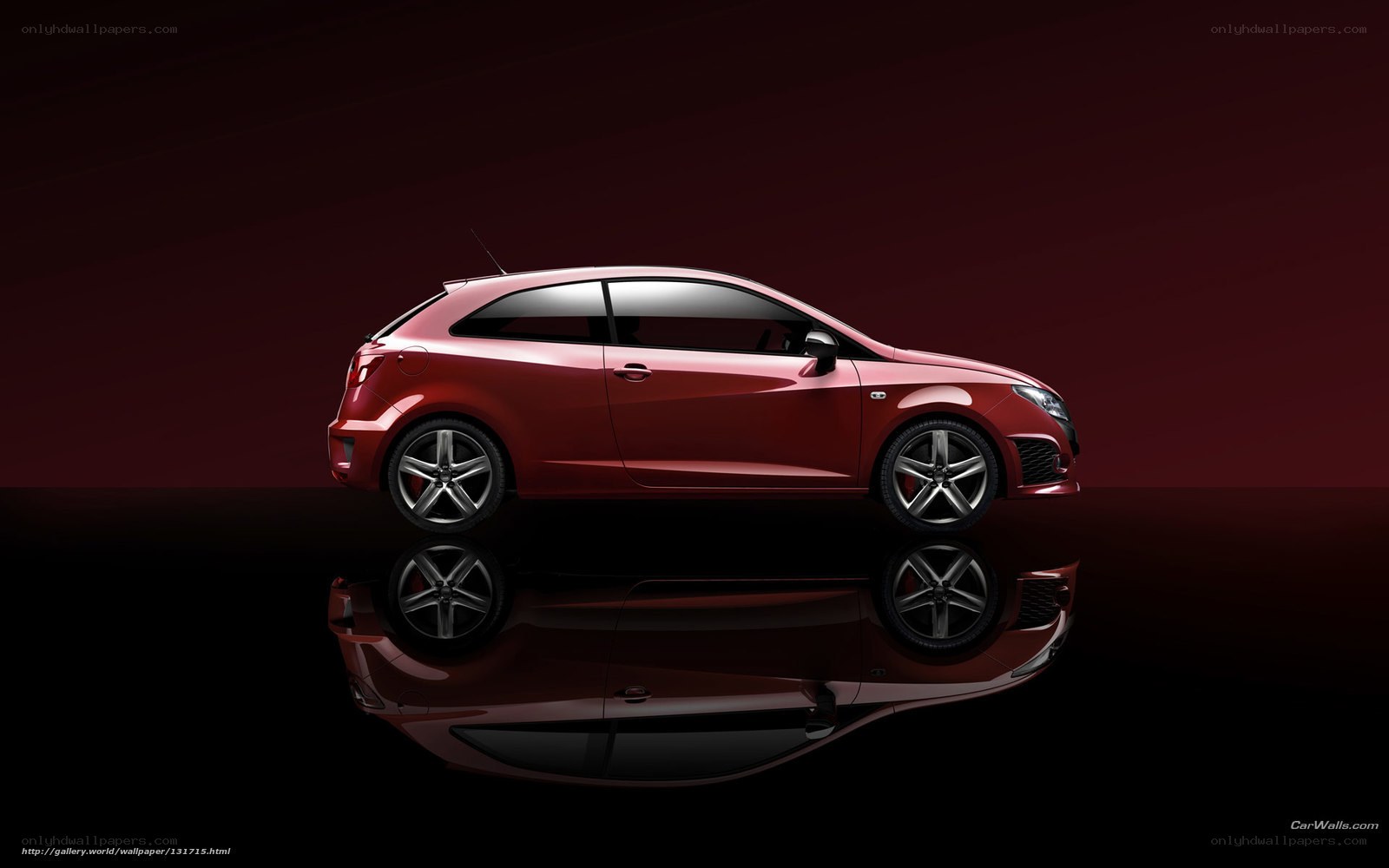 red hatchback car side view