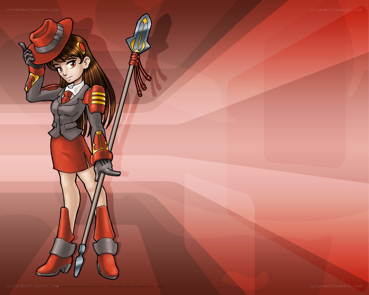 Red-hatted warrior girl