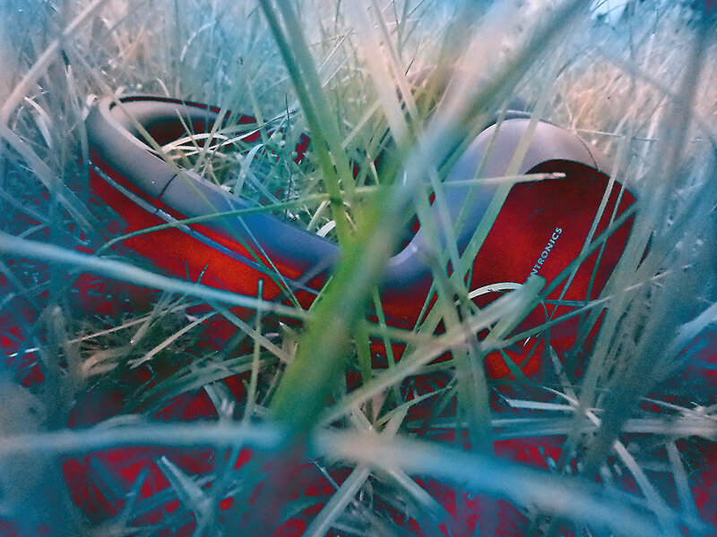 Red Headphones in Grass