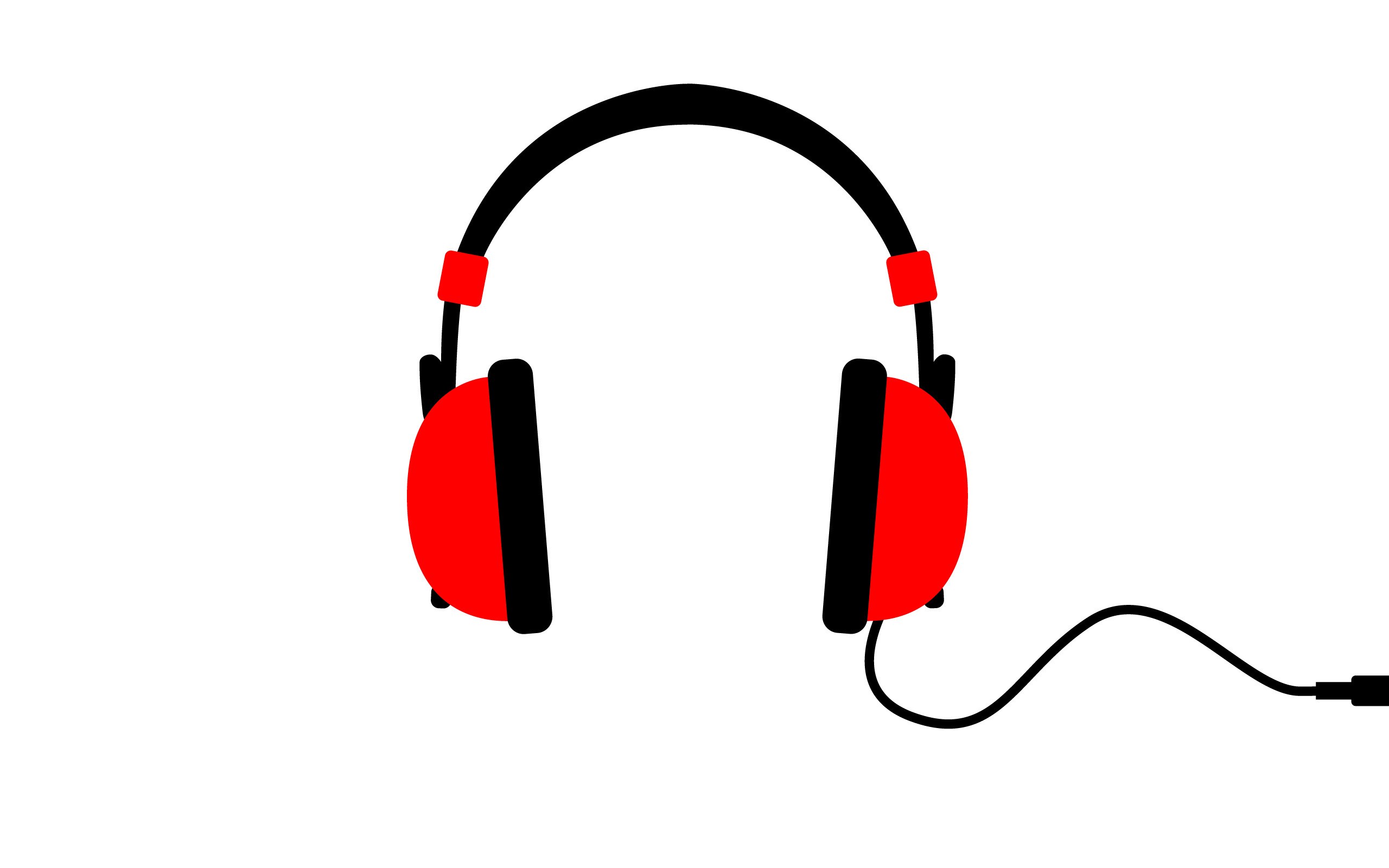 red headphones with cable